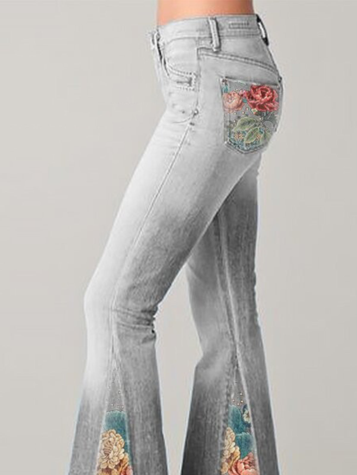 Wide-Leg Pants with Trendy Floral Print