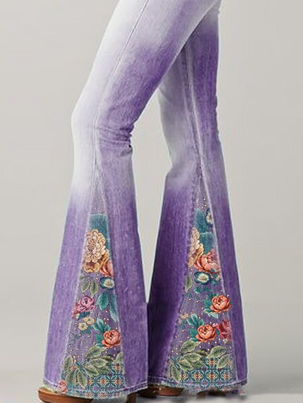 Wide-Leg Pants with Trendy Floral Print
