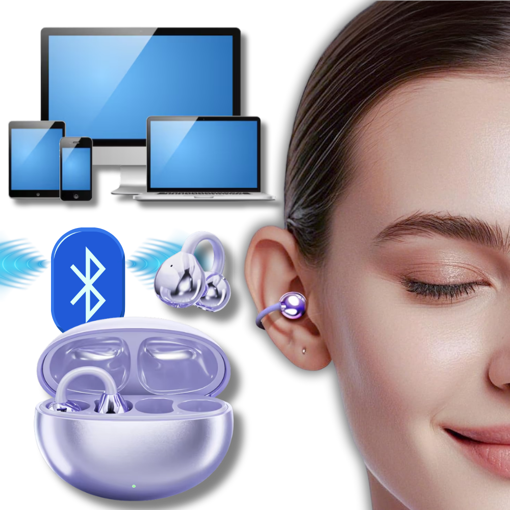 Wireless Bluetooth Clip-On Open-Ear Earbuds with Clear Sound