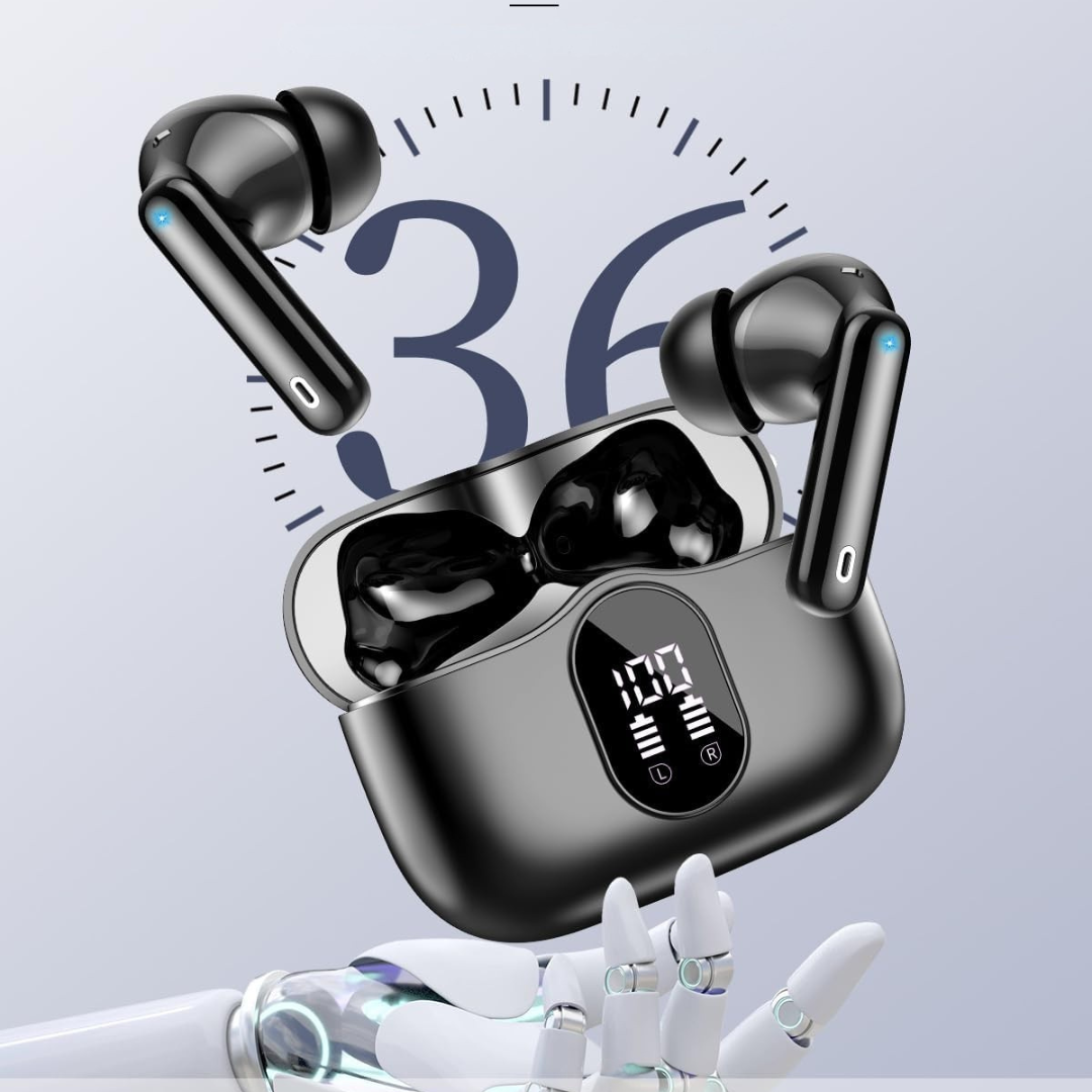 Wireless Bluetooth Headphones with Noise Cancelling and Display