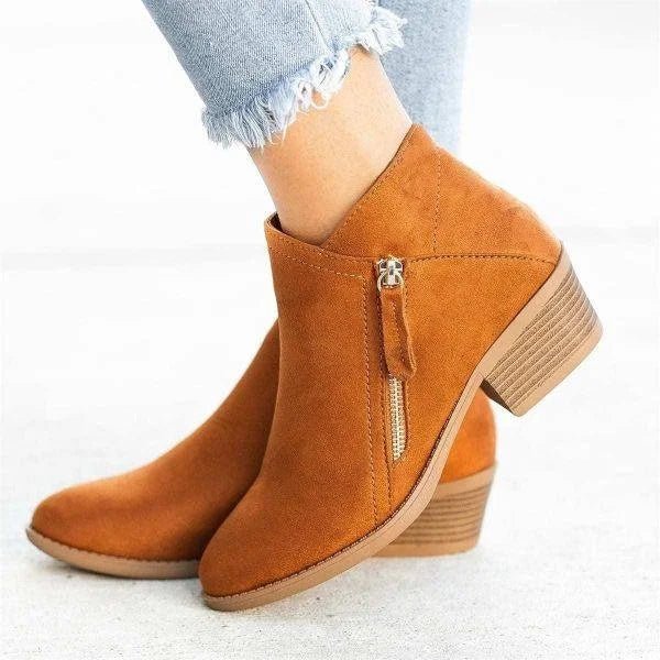 Women's Ankle Boots - Stylish & Comfortable with Zipper