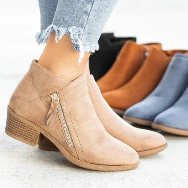 Women's Ankle Boots - Stylish & Comfortable with Zipper
