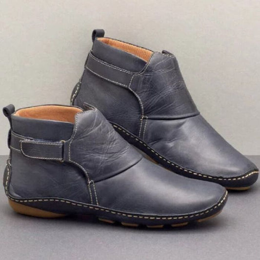 Women’s Ankle Boots with Flat Sole and Buckle Strap