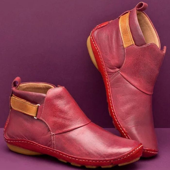 Women’s Ankle Boots with Flat Sole and Buckle Strap