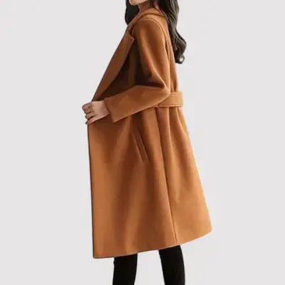 Women's Belted Coat with Statement Buttons