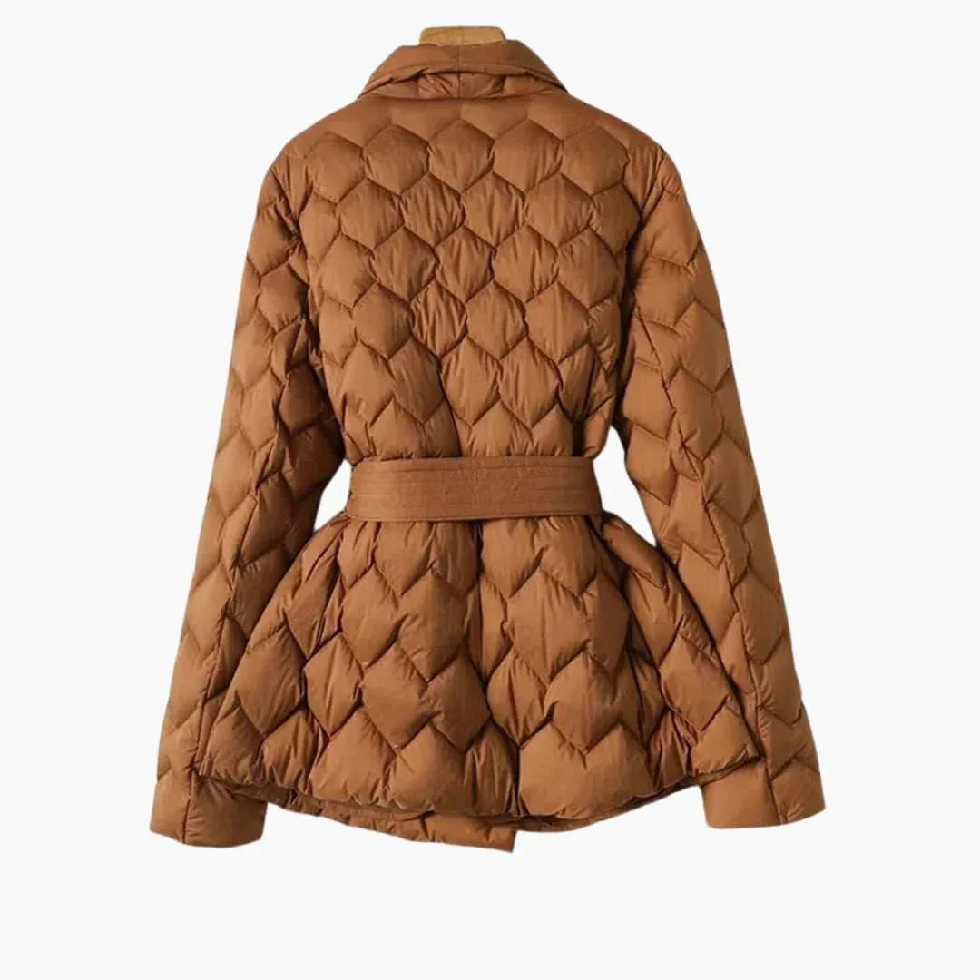 Women's Belted Puffer Coat - Elegant & Warm
