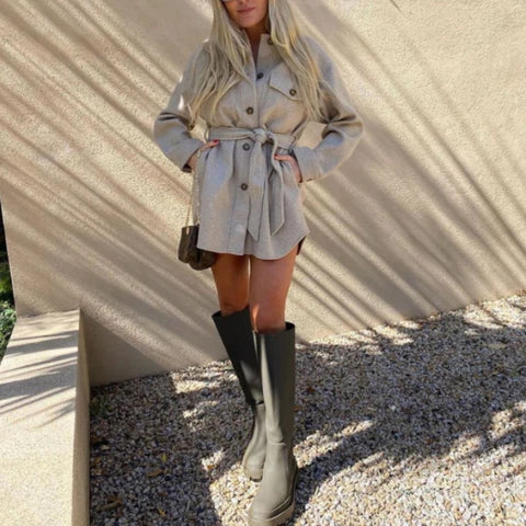Women's Belted Short Trench Coat