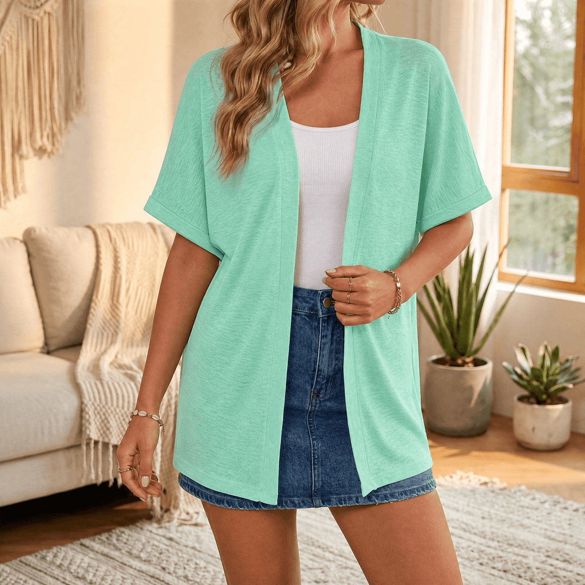 Women's Breezy Open-Front Summer Cardigan