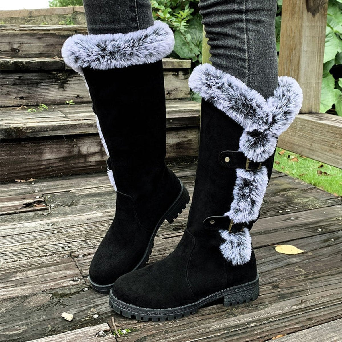 Women's Buckle Knee-High Boots