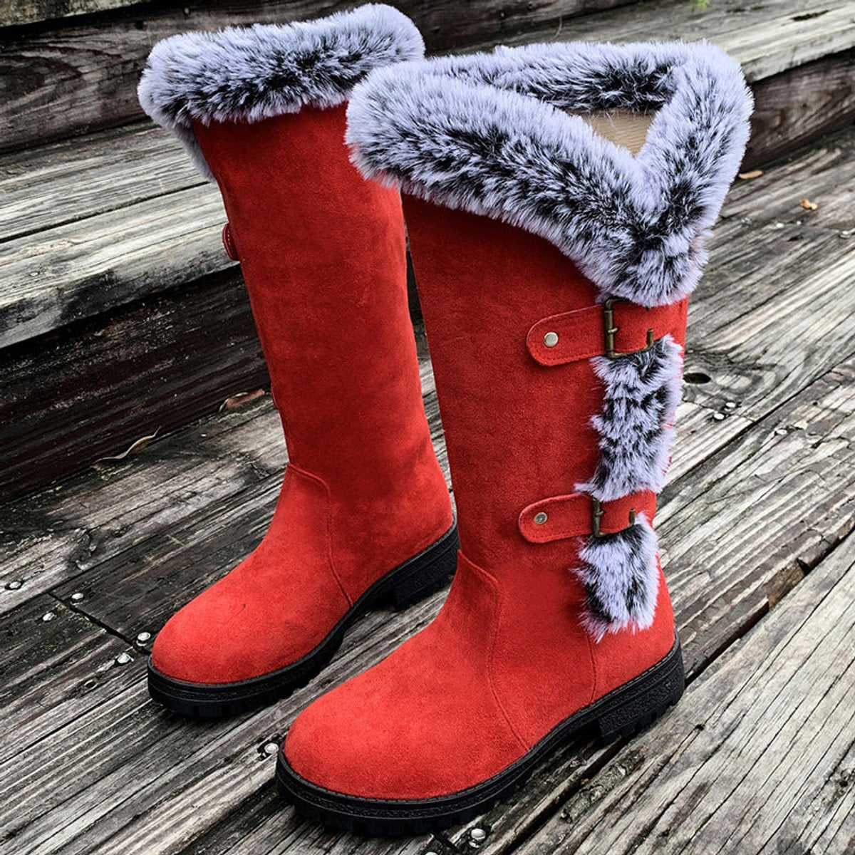 Women's Buckle Knee-High Boots