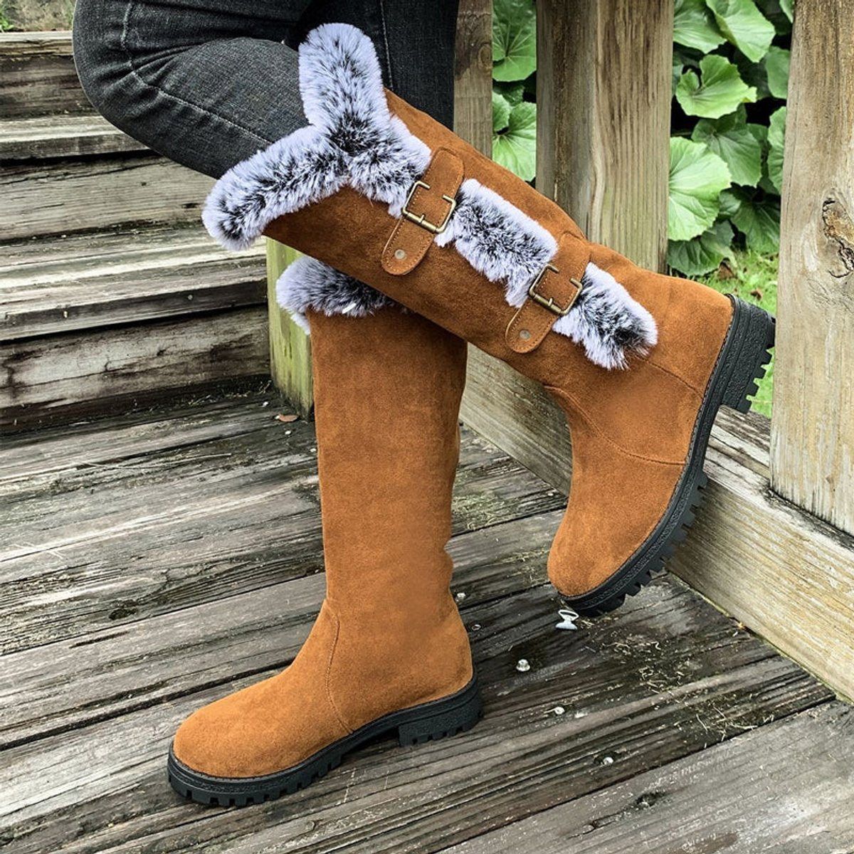 Women's Buckle Knee-High Boots