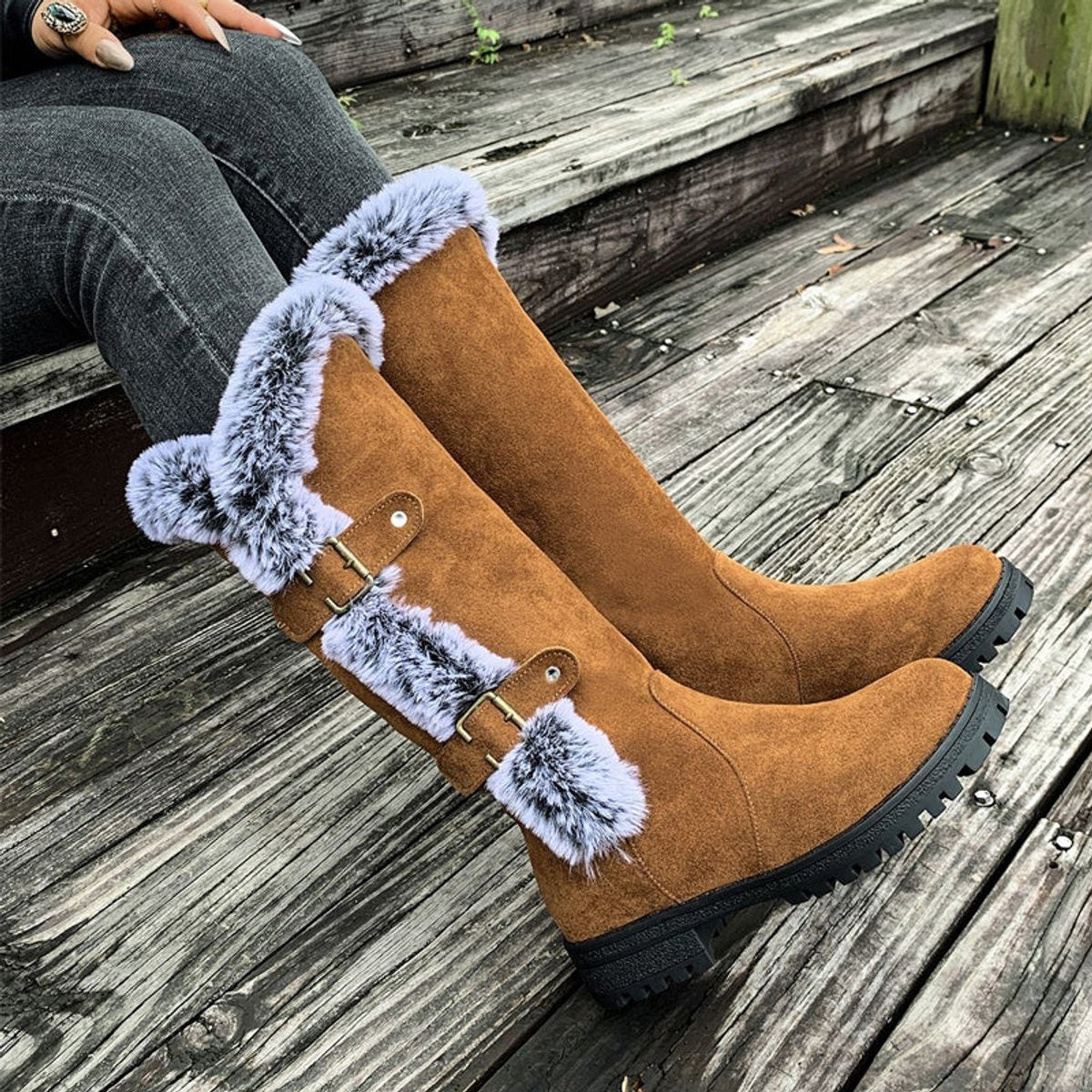 Women's Buckle Knee-High Boots