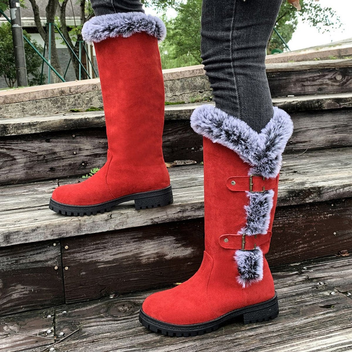 Women's Buckle Knee-High Boots