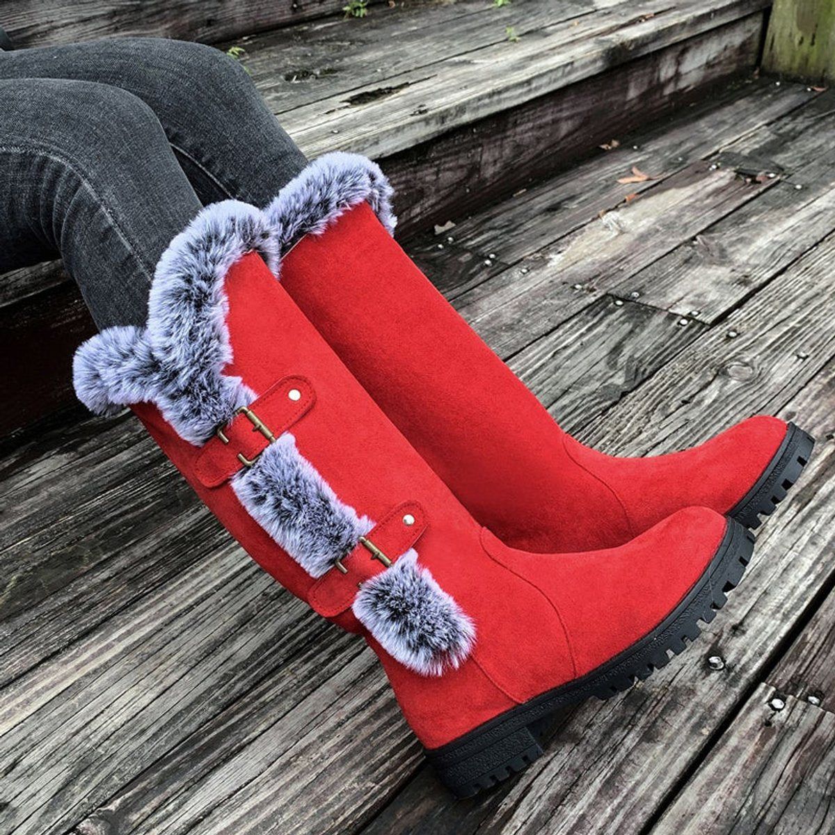 Women's Buckle Knee-High Boots