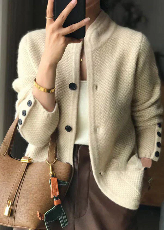 Women's Button-Front Crew Neck Cardigan