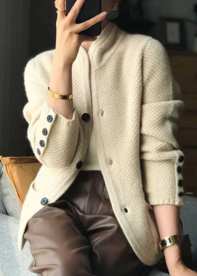 Women's Button-Front Crew Neck Cardigan