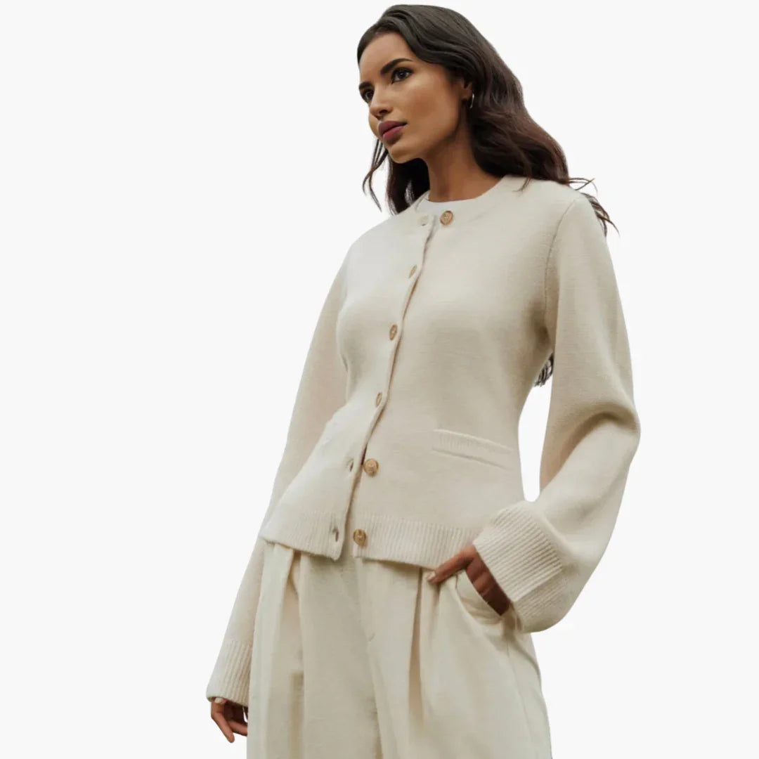 Women's Button-Up Round Neck Cardigan