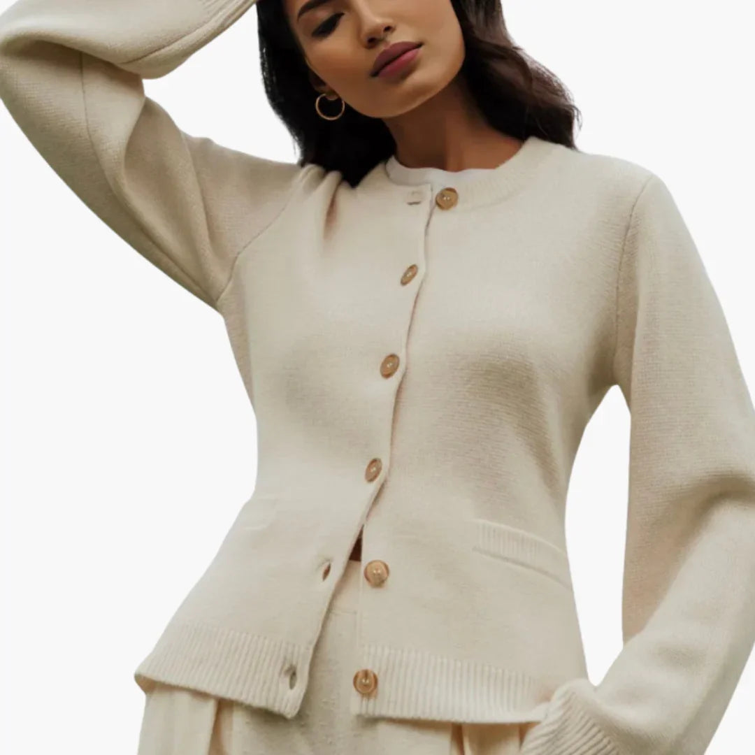 Women's Button-Up Round Neck Cardigan