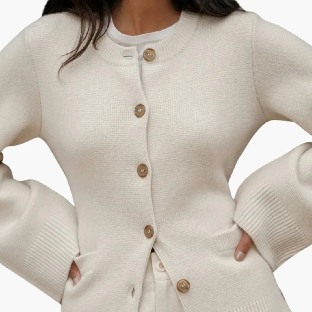 Women's Button-Up Round Neck Cardigan