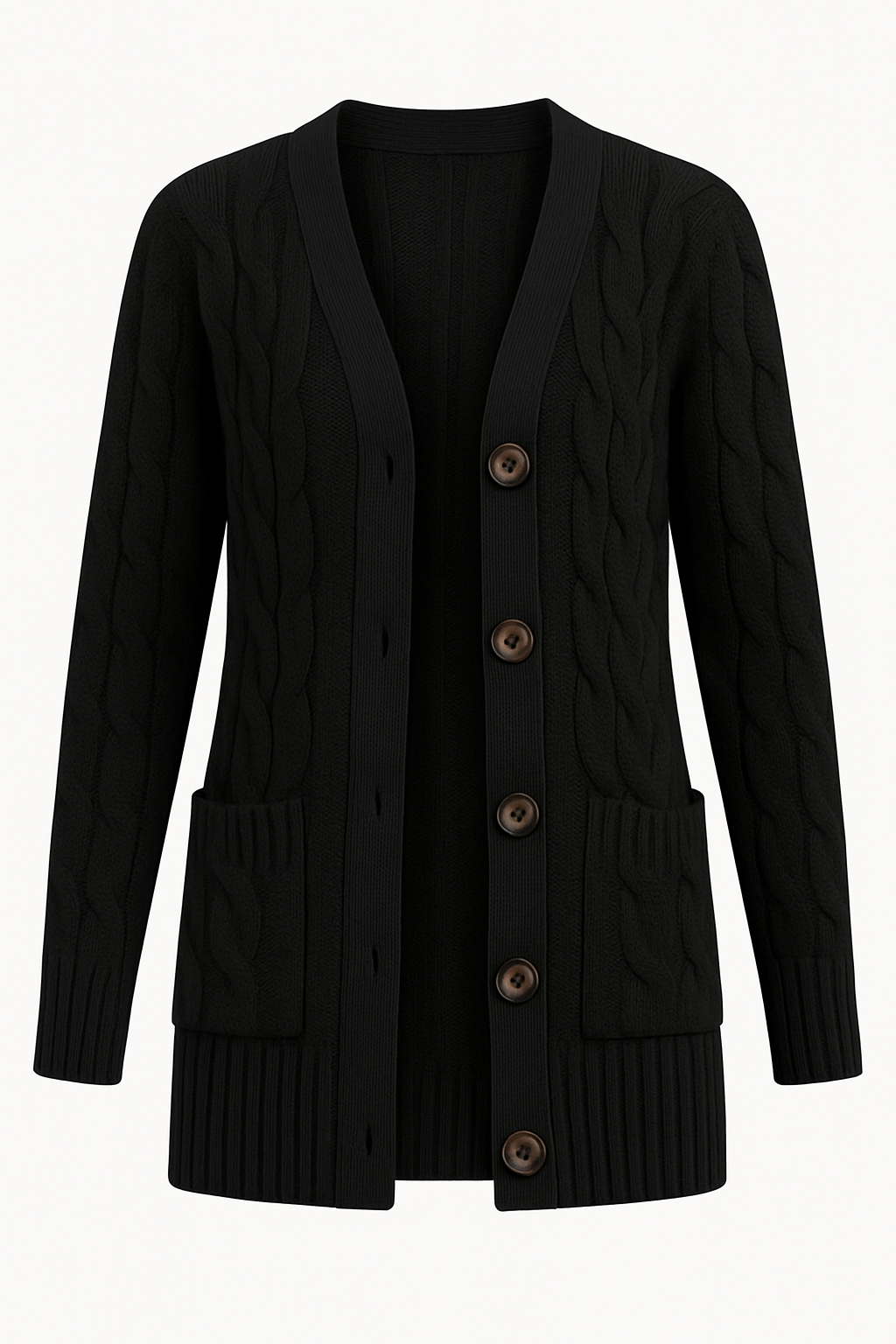Women's Cable Cardigan - Lightweight Spring Layering, Blue or Black