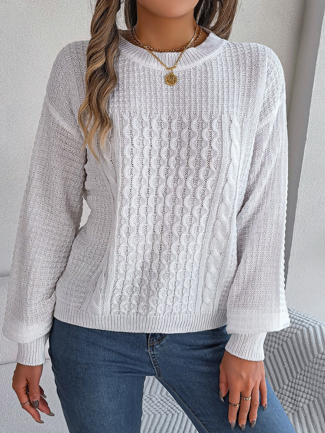 Women's Cable-Knit Pullover Sweater