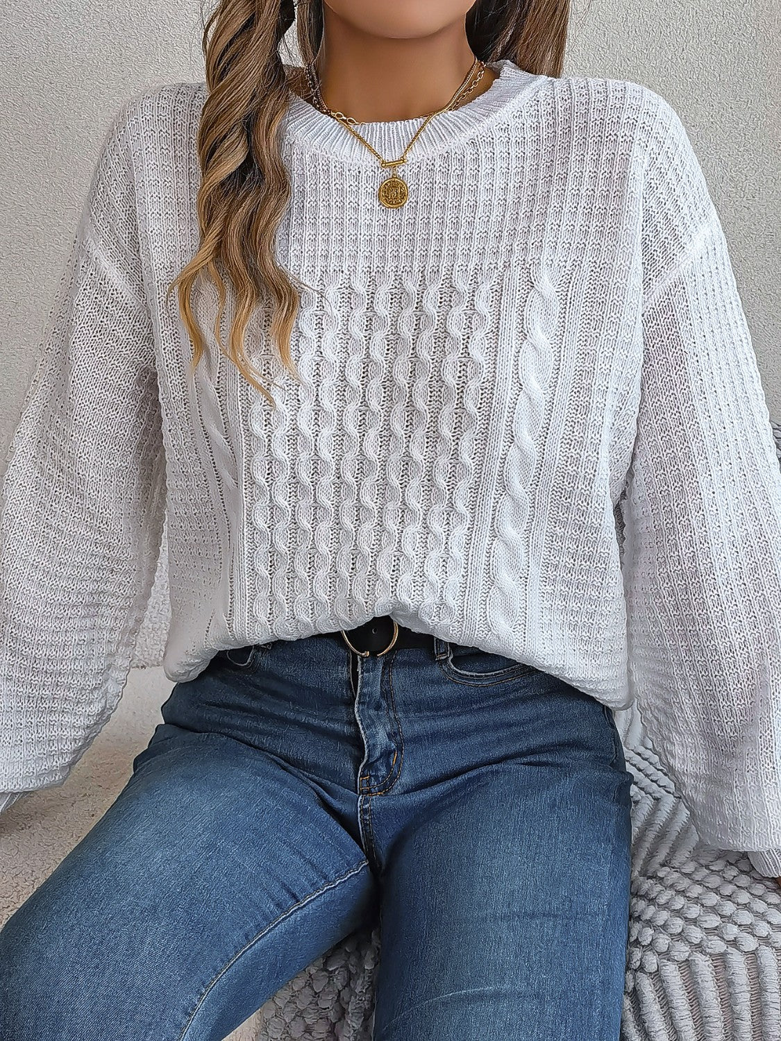 Women's Cable-Knit Pullover Sweater