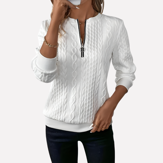 Women's Cable Zip Neck Sweater