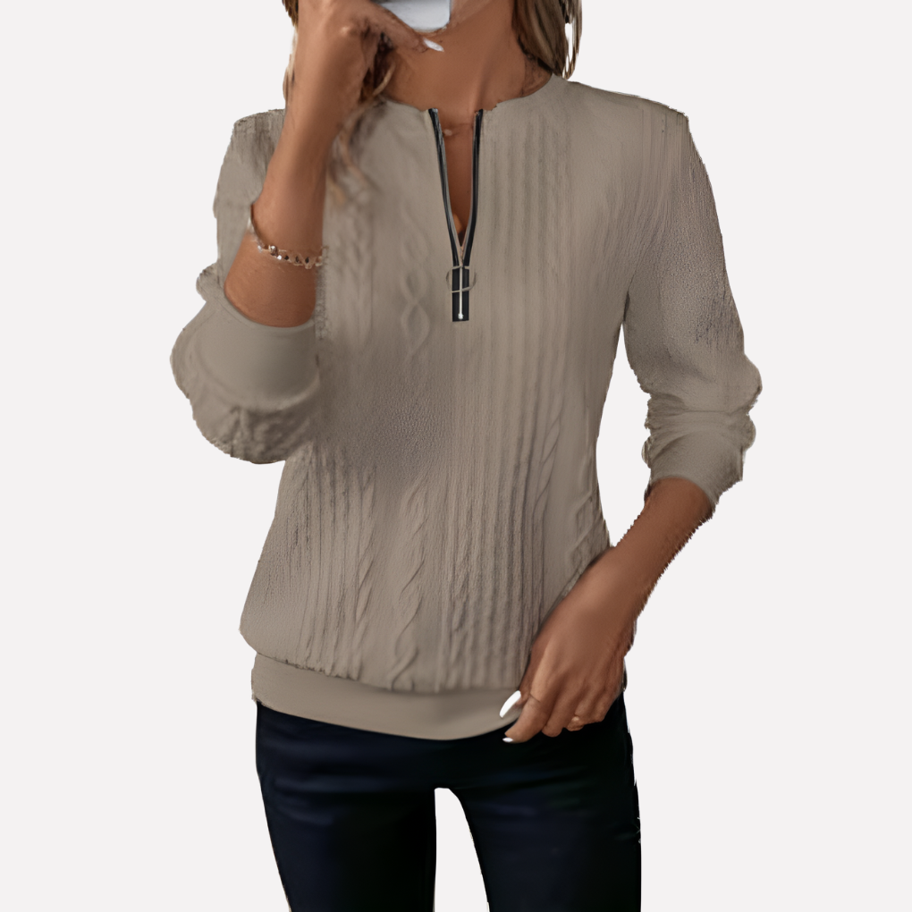 Women's Cable Zip Neck Sweater