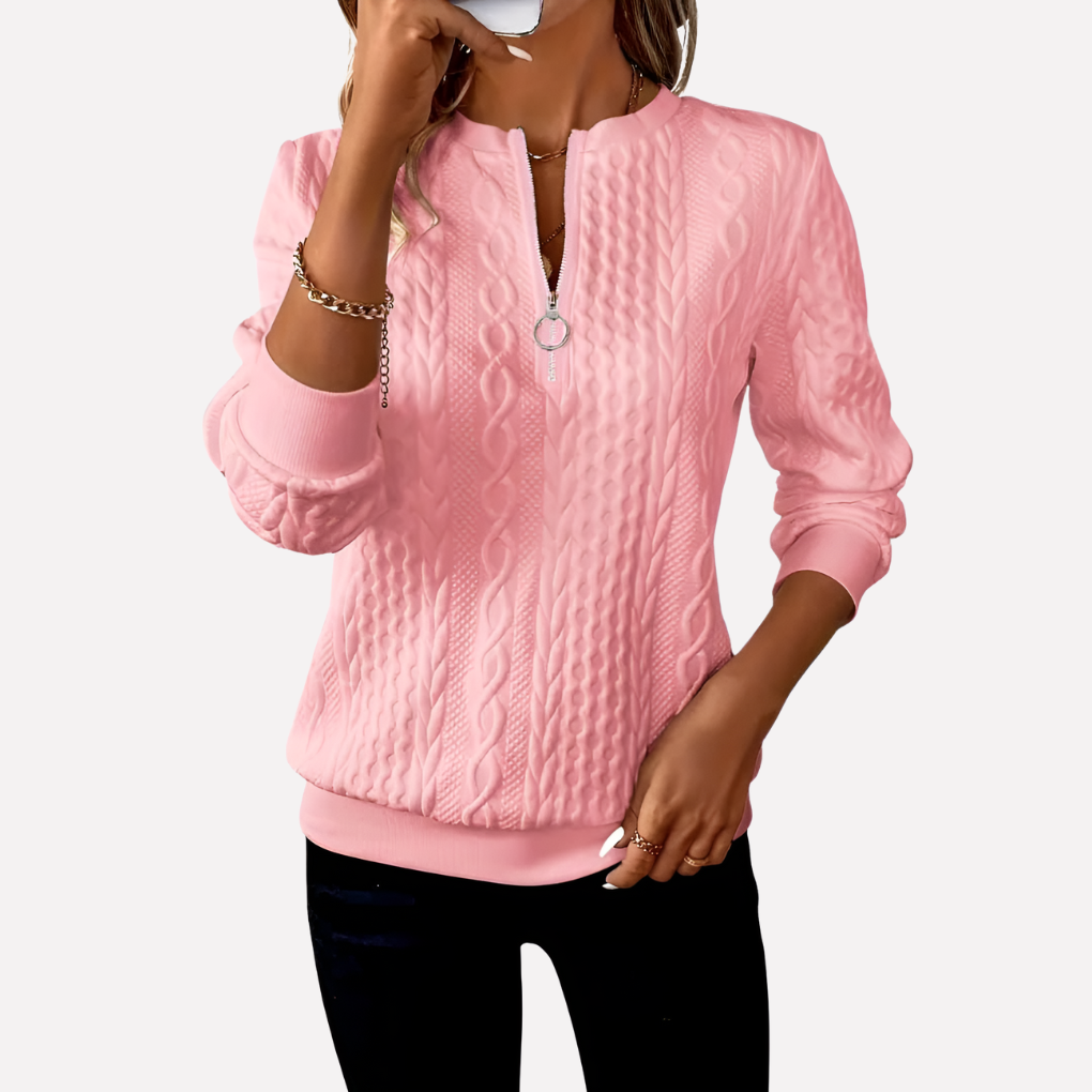 Women's Cable Zip Neck Sweater