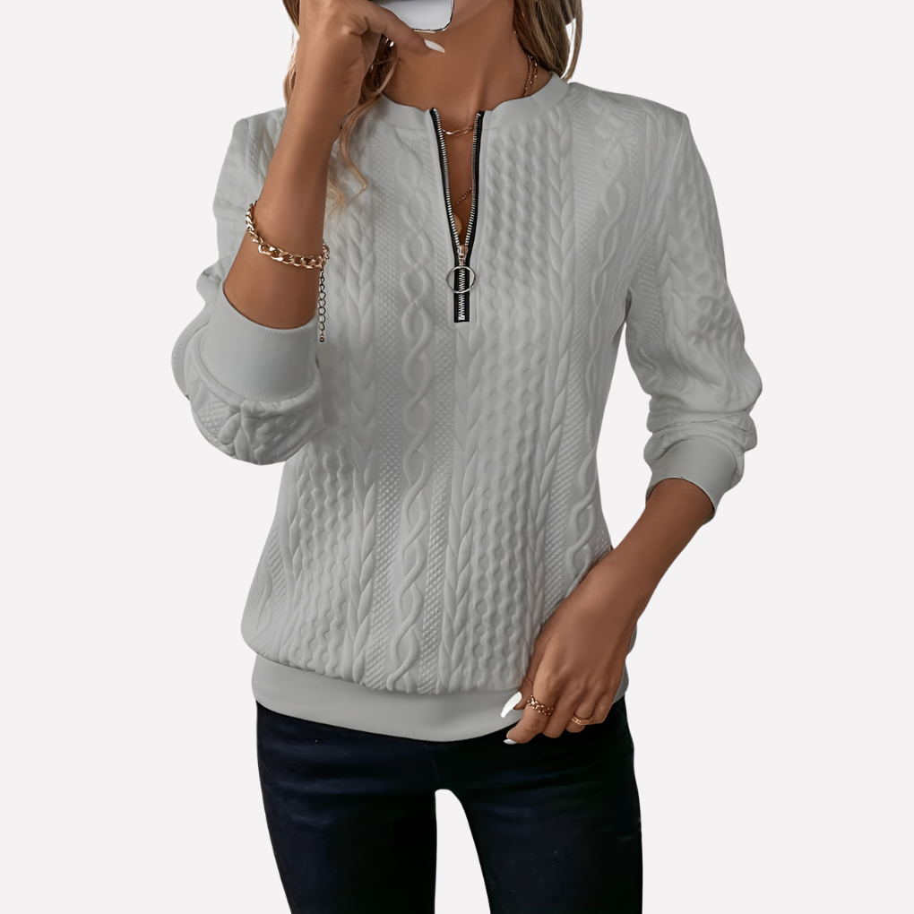 Women's Cable Zip Neck Sweater