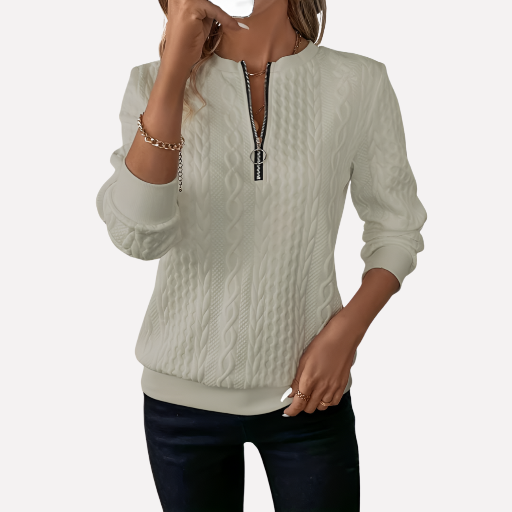 Women's Cable Zip Neck Sweater