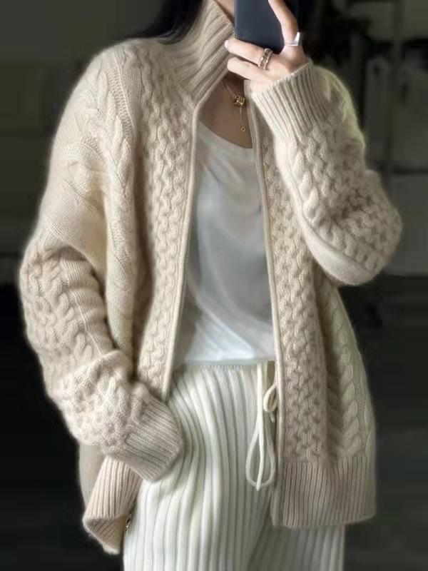Women's Cable-Knit Zip-Up Jacket