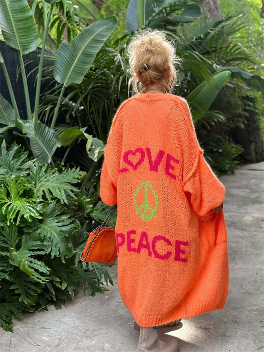 Women's Cardigan with Love & Peace Design