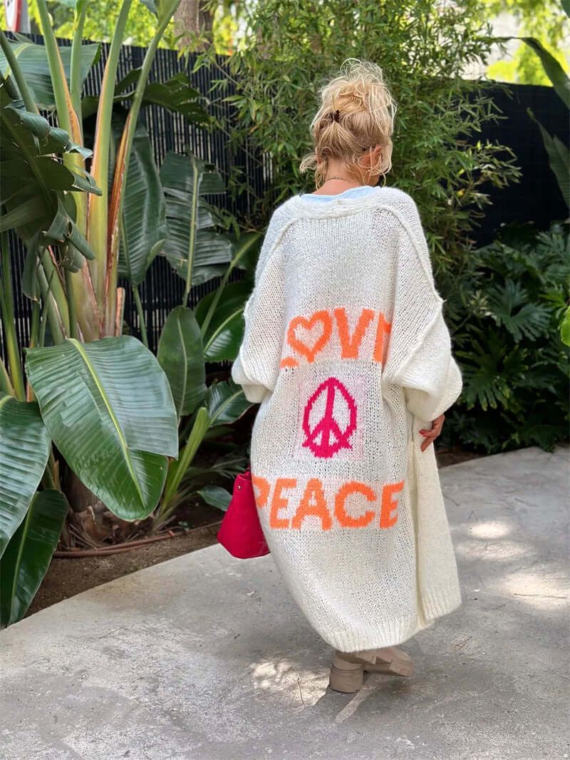 Women's Cardigan with Love & Peace Design