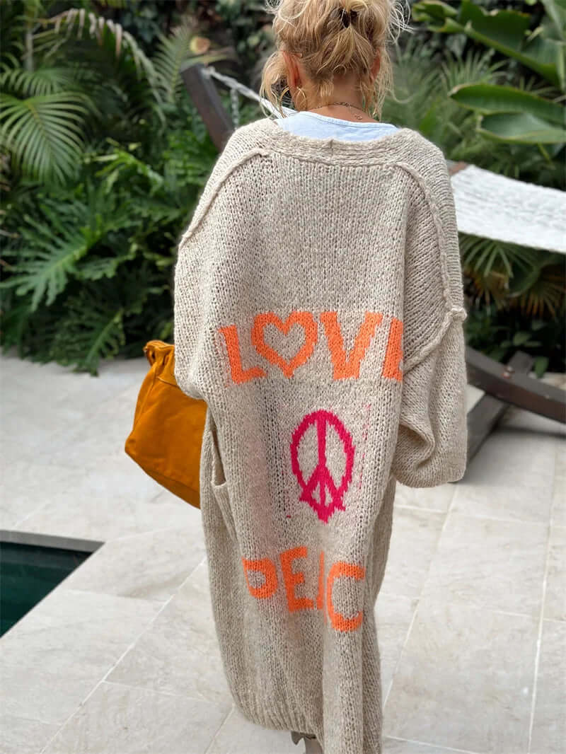 Women's Cardigan with Love & Peace Design
