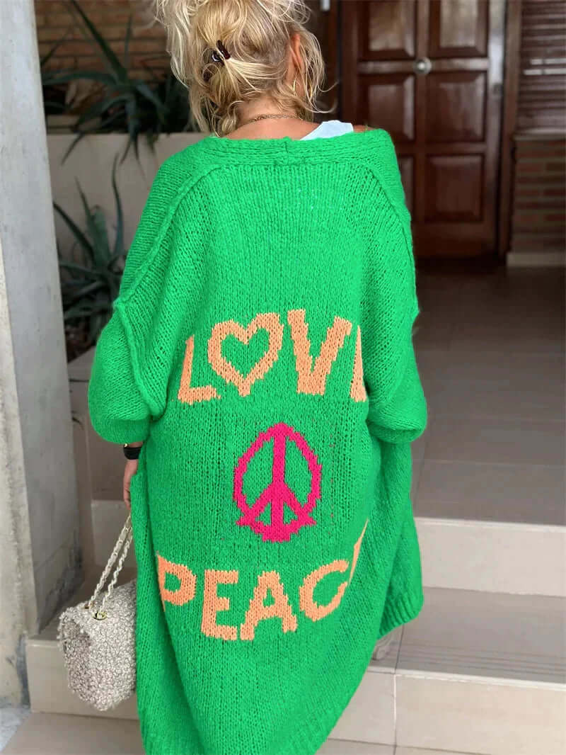 Women's Cardigan with Love & Peace Design