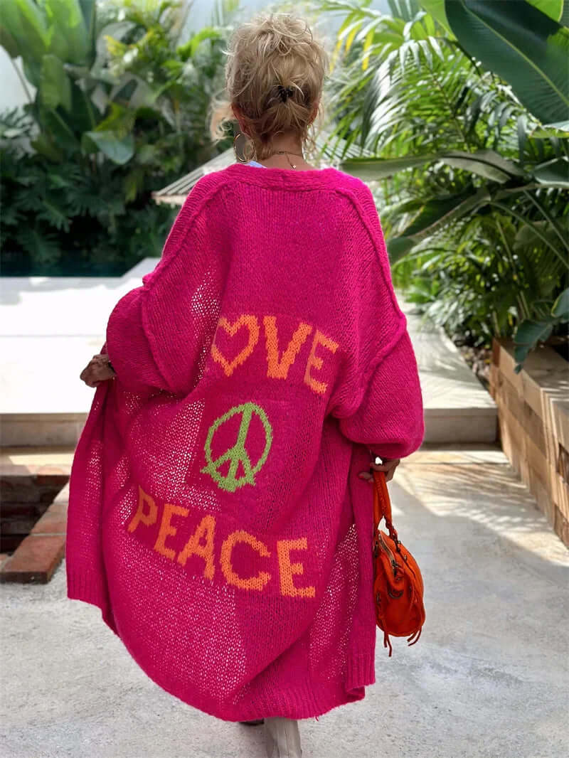 Women's Cardigan with Love & Peace Design