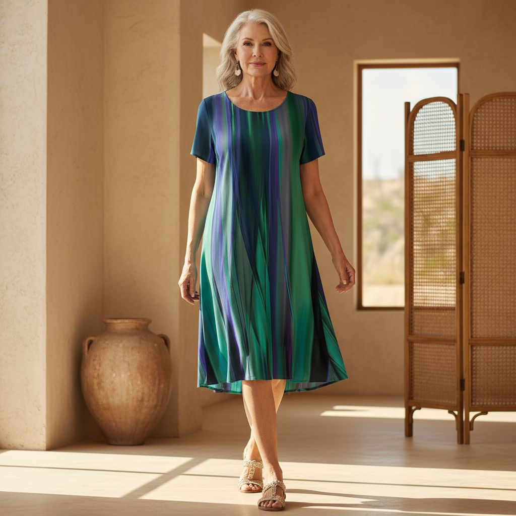 Women's Casual Boho Gradient Midi Dress