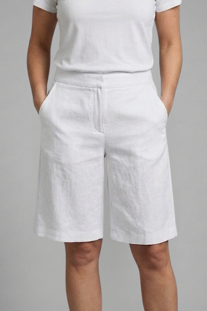 Women's Casual Knee-Length Bermuda Shorts with Adjustable Waist and Pockets – Comfortable and Lightweight