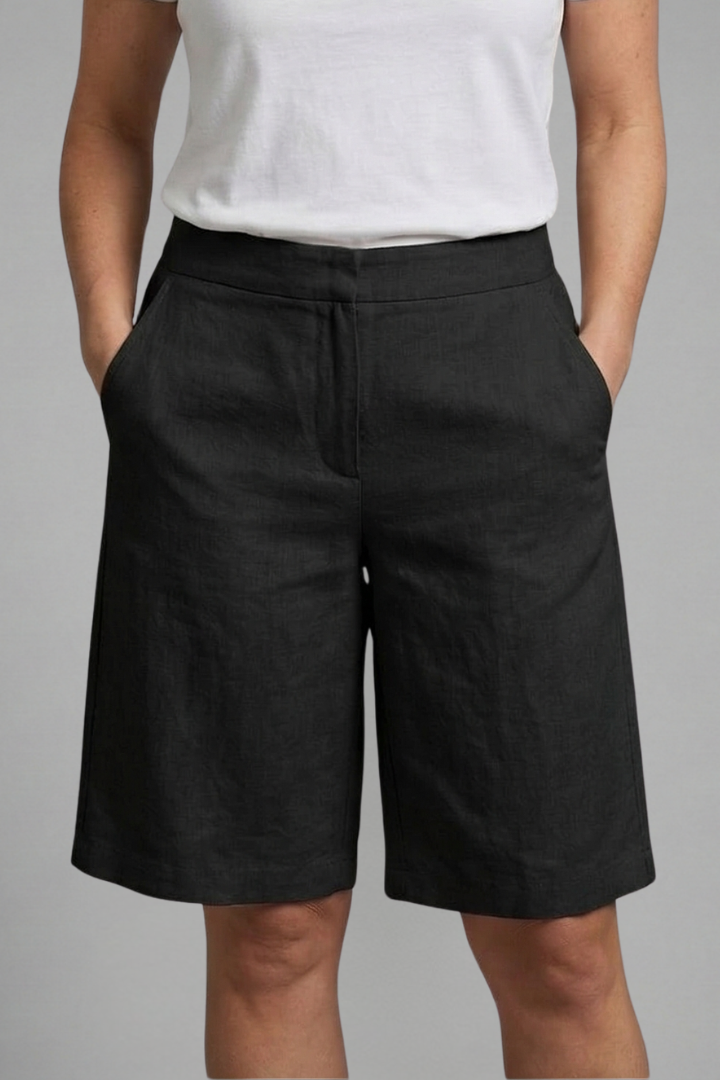 Women's Casual Knee-Length Bermuda Shorts with Adjustable Waist and Pockets – Comfortable and Lightweight