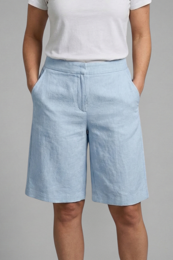 Women's Casual Knee-Length Bermuda Shorts with Adjustable Waist and Pockets – Comfortable and Lightweight