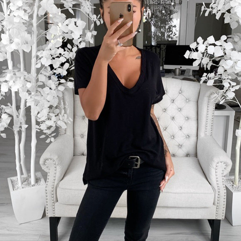 Women's Casual Loose Fit V-Neck T-Shirt