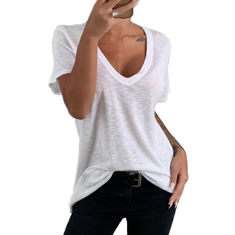 Women's Casual Loose Fit V-Neck T-Shirt