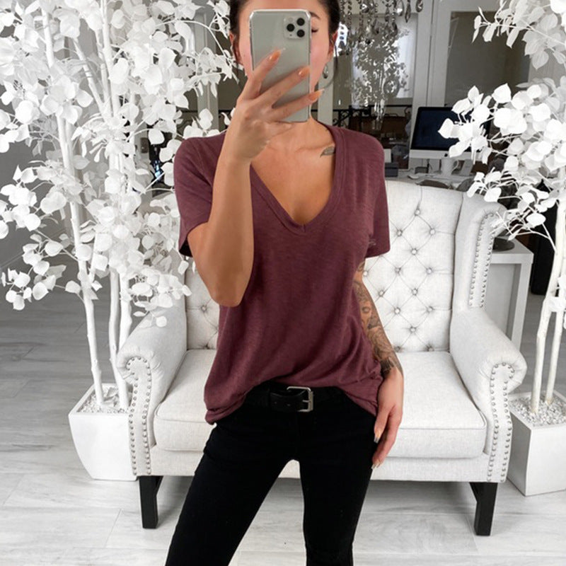 Women's Casual Loose Fit V-Neck T-Shirt
