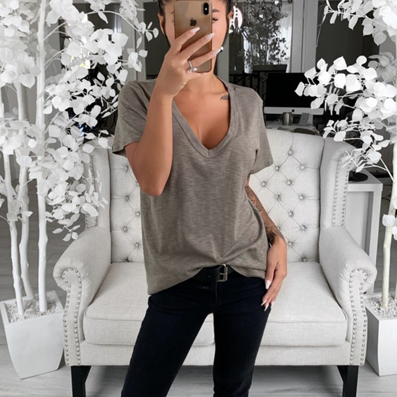 Women's Casual Loose Fit V-Neck T-Shirt