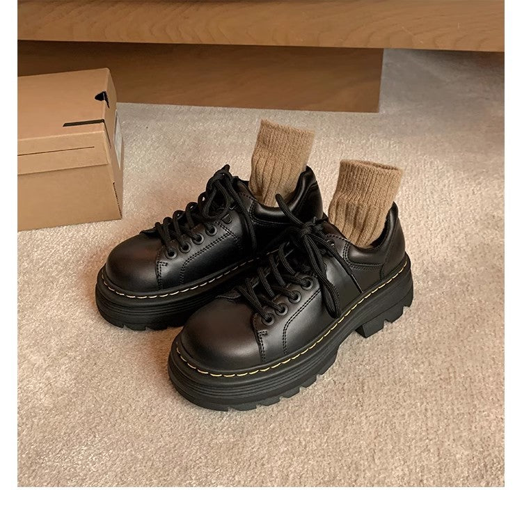 Women's Chunky Lace-Up Shoes with Non-Slip Tread Sole