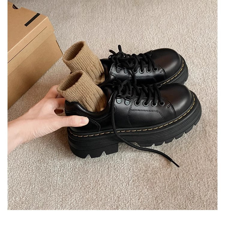 Women's Chunky Lace-Up Shoes with Non-Slip Tread Sole