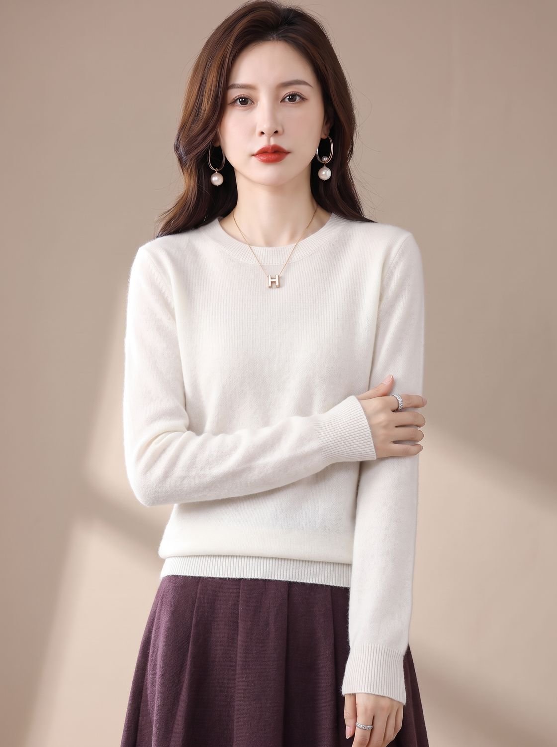 Women's Classic Crew-Neck Long-Sleeve Sweater