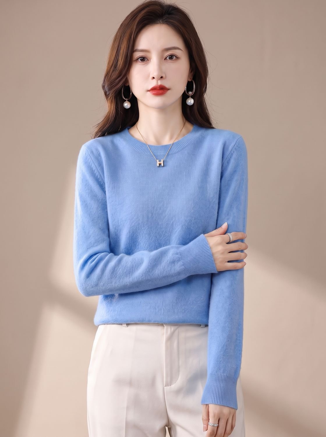 Women's Classic Crew-Neck Long-Sleeve Sweater