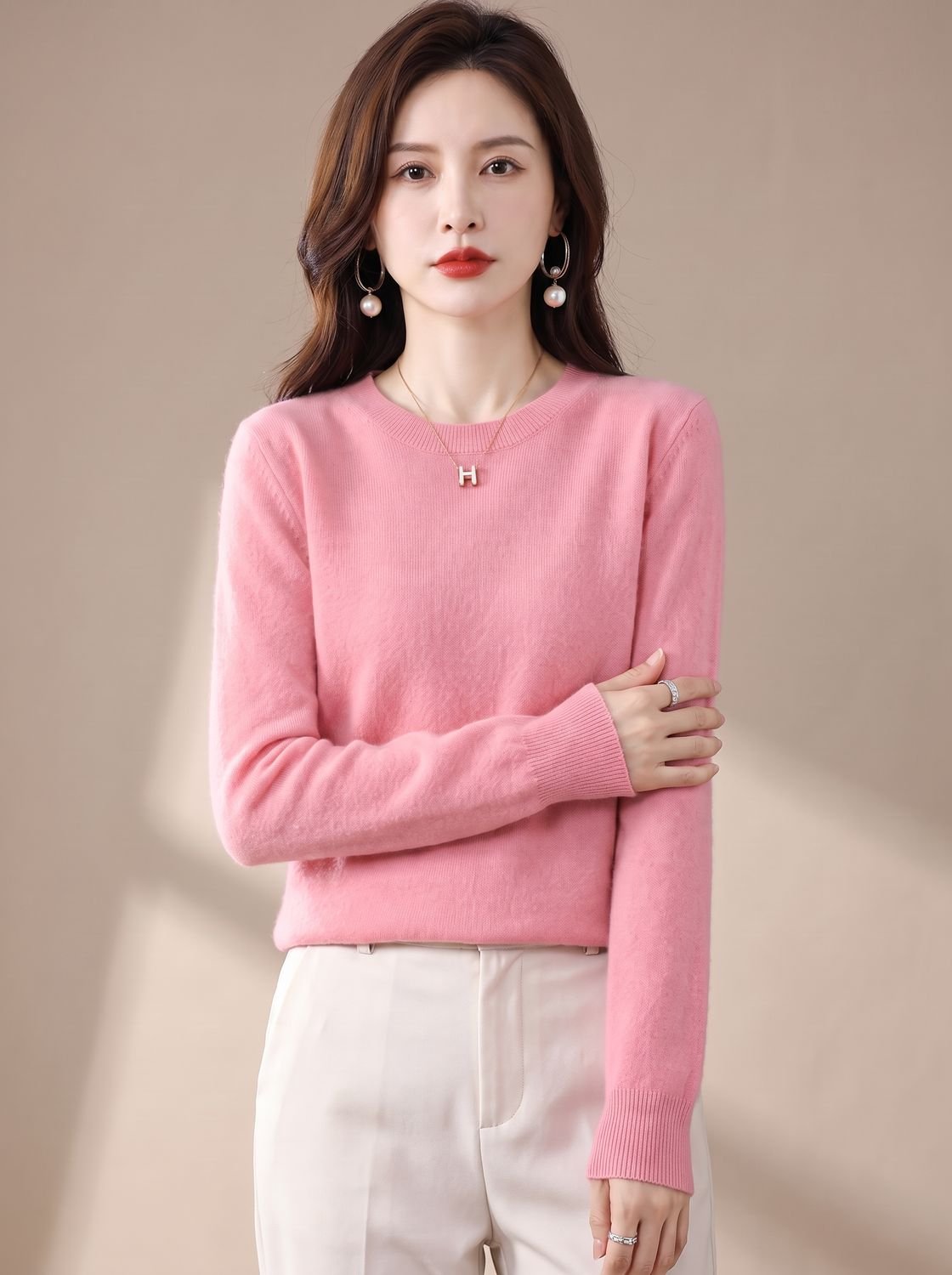 Women's Classic Crew-Neck Long-Sleeve Sweater